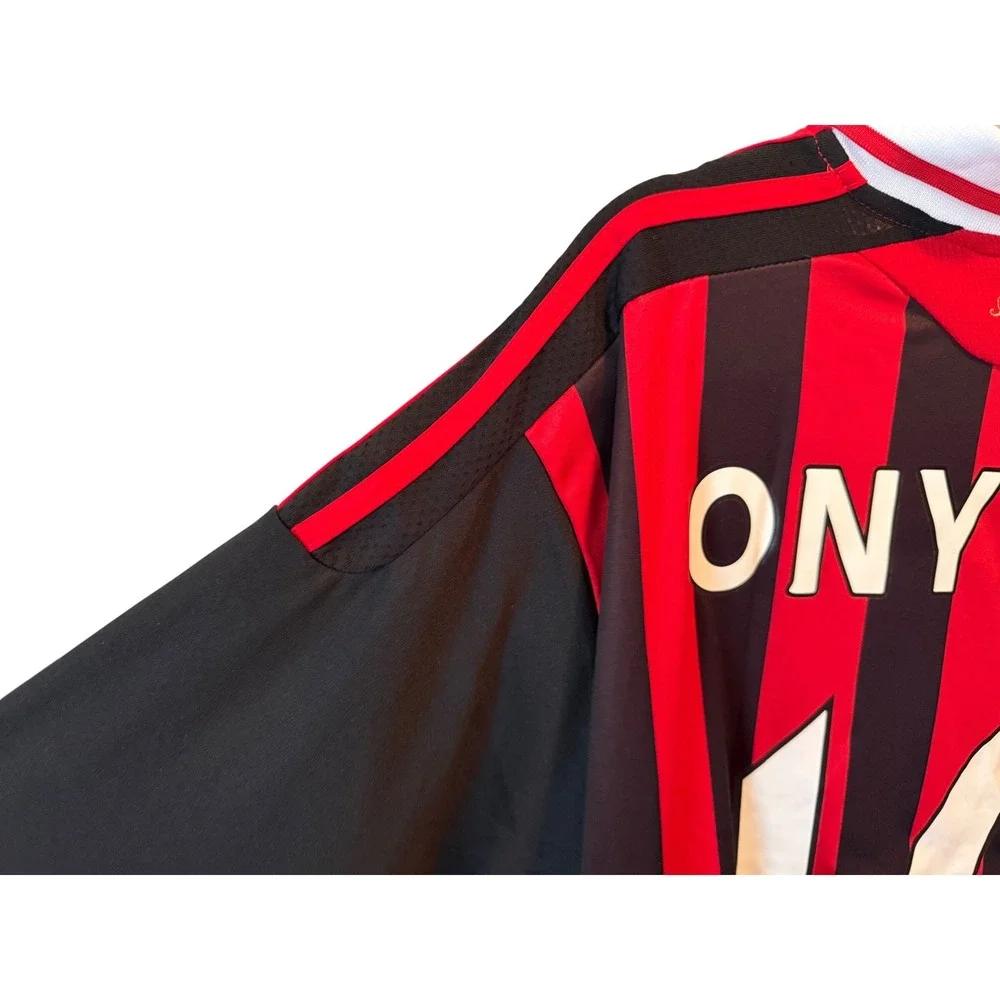 VTG Adidas AC Milan 2009-10 Home Jersey Onyewu 14 Red Black Soccer Shirt Mens XL
